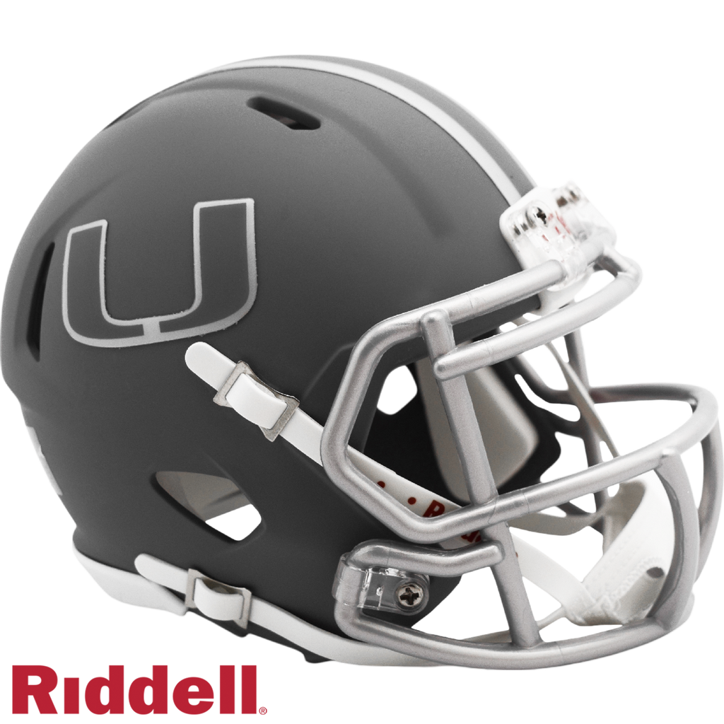 Miami Hurricanes Helmet Riddell Replica Mini Speed Style Slate Alternate - Riddell