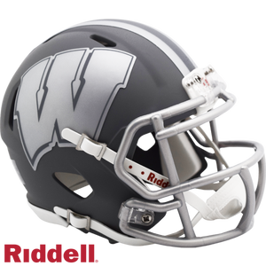 Wisconsin Badgers Helmet Riddell Replica Mini Speed Style Slate Alternate - Riddell