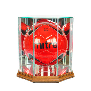 Octagon Volleyball Display Case with Walnut Moulding