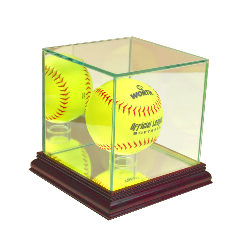 Softball Display Case with Cherry Moulding