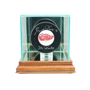 Single Hockey Puck Display Case with Walnut Moulding
