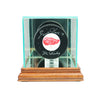 Single Hockey Puck Display Case with Walnut Moulding