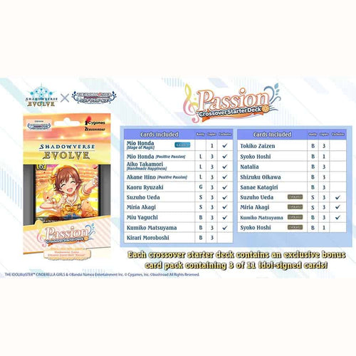 Bushiroad Se-Asia Pte Ltd -  Shadowverse Evolve: Crossover Starter Deck: The Idolm(A)Ster Cinderella Girls: Passion (6Ct)