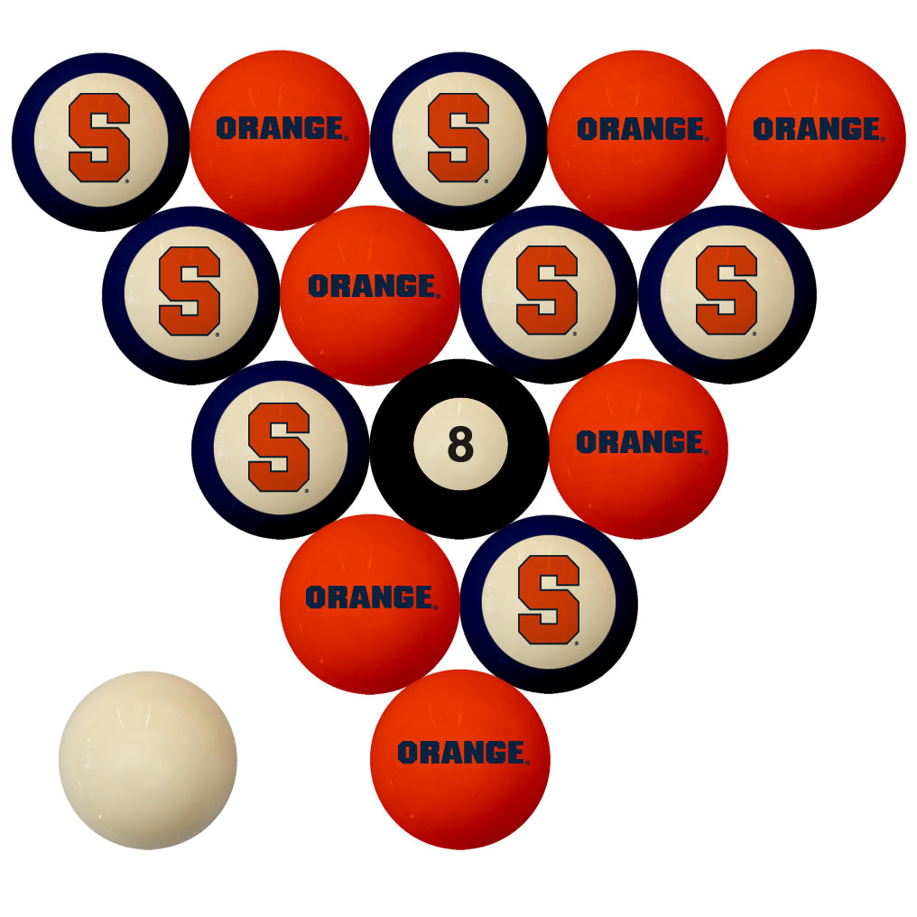 SYRACUSE SCHOOL COLOR NUMBERED BILLIARD BALL SET ORANGE SOLID/BLUE STRIPE - SYRBBS100N