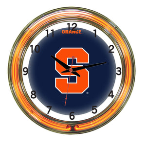 SYRACUSE NEON WALL CLOCK - 18'' BLUE FACE / ORANGE NEON - SYRNWC100-18