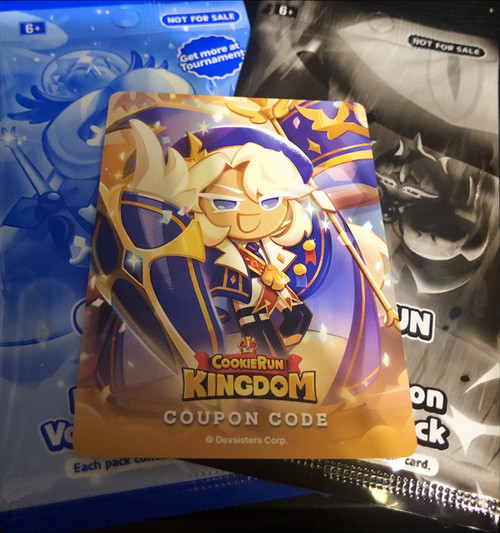 CookieRun TCG: Set 3: Arena of Glory Booster Pack Promo Set - 5,000 crystals + 3000 rainbow cubs redemption CARD, Vol. 5,6,7 promo pack + Longan Dragon promo pack (with chance of serialized Longan Dragon promo)