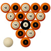 TENNESSEE SCHOOL COLOR NUMBERED BILLIARD BALL SET ORANGE SOLID/ORANGE STRIPE - TENBBS100N