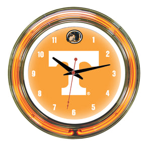 TENNESSEE NEON WALL CLOCK - 14'' ORANGE FACE / ORANGE NEON - TENNWC100-14