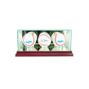 Triple Baseball Display Case with Cherry Moulding