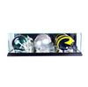Triple Mini Football Helmet Display Case with Black Moulding