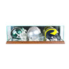 Triple Mini Football Helmet Display Case with Walnut Moulding