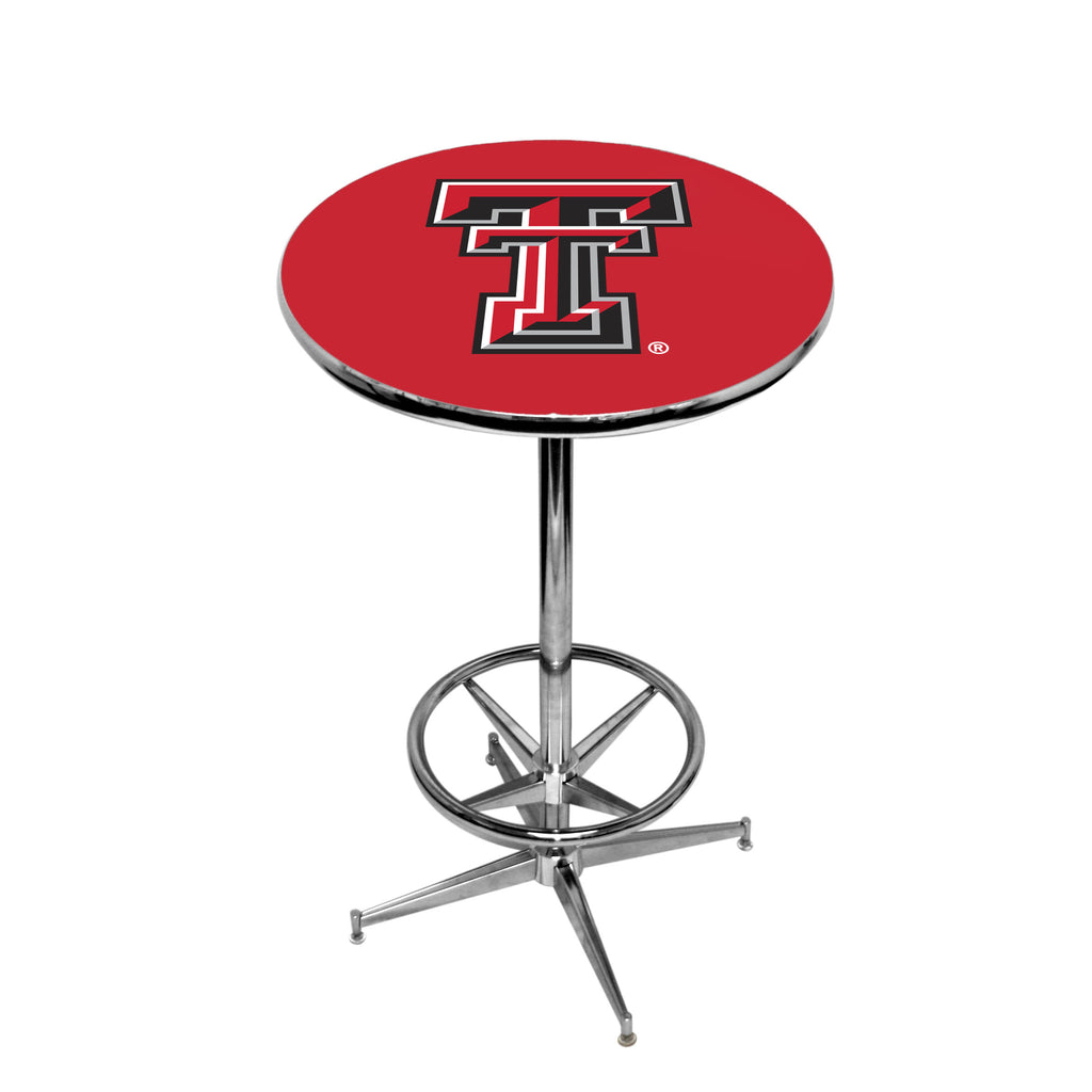 TEXAS TECH CHROME FOOT RING PUB TABLE RED - TXTPTR101