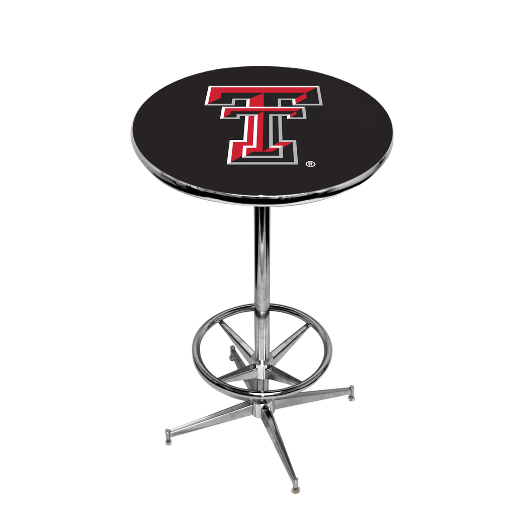 TEXAS TECH CHROME FOOT RING PUB TABLE BLACK - TXTPTR102