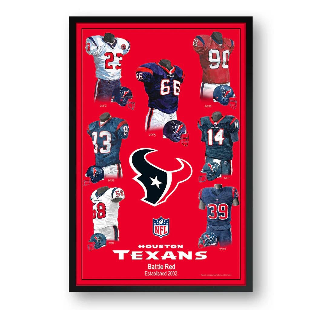 Houston Texans Framed Print 10x13 Uniform Heritage - Sporticulture