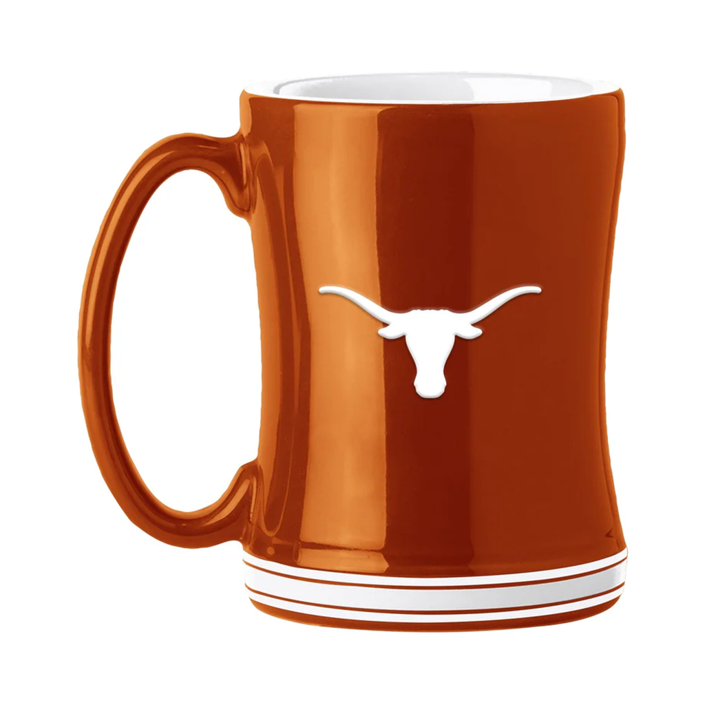 Texas Longhorns Coffee Mug 14oz Sculpted Relief Team Color - Logo Brands