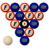 FLORIDA SCHOOL COLOR NUMBERED BILLIARD BALL SET BLUE SOLID/ORANGE STRIPE - UFLBBS300N