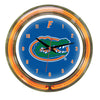 FLORIDA NEON WALL CLOCK - 14'' BLUE FACE / ORANGE NEON - UFLNWC100-14