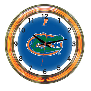 FLORIDA NEON WALL CLOCK - 18'' BLUE FACE / ORANGE NEON - UFLNWC100-18