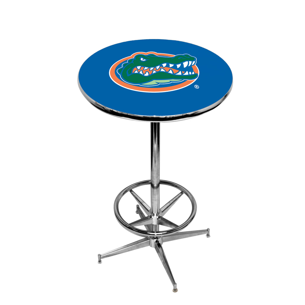 FLORIDA CHROME FOOT RING PUB TABLE BLUE - UFLPTR201