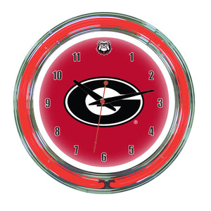 GEORGIA  NEON WALL CLOCK - 14'' RED FACE / RED NEON - UGANWC200-14