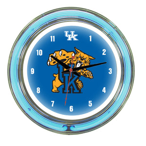 KENTUCKY NEON WALL CLOCK - 14'' BLUE FACE / BLUE NEON - UKYNWC100-14