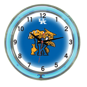 KENTUCKY NEON WALL CLOCK - 18'' BLUE FACE / BLUE NEON - UKYNWC100-18