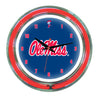 MISSISSIPPI   NEON WALL CLOCK - 14'' NAVY BLUE FACE / RED NEON - UMSNWC100-14