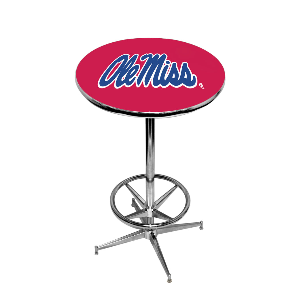 MISSISSIPPI   CHROME FOOT RING PUB TABLE RED - UMSPTR232