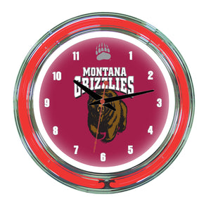 MONTANA NEON WALL CLOCK - 14'' MAROON FACE / RED NEON - UMTNWC100-14