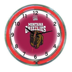 MONTANA NEON WALL CLOCK - 18'' MAROON FACE / RED NEON - UMTNWC100-18