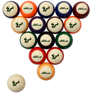 SOUTH FLORIDA STANDARD COLOR NUMBERED BILLIARD BALL SET STANDARD COLOR BILLIARD BALL SET - USFBBSSTD