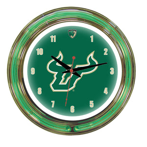 SOUTH FLORIDA NEON WALL CLOCK - 14'' GREEN FACE / GREEN NEON - USFNWC100-14