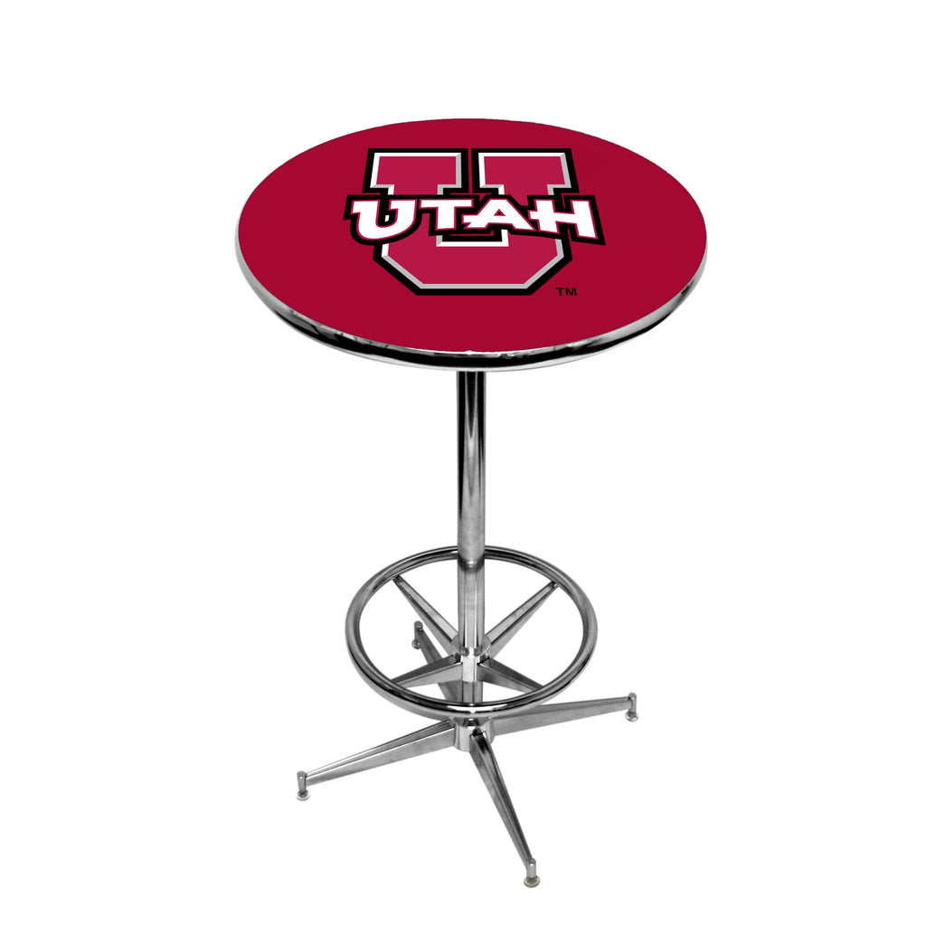 UTAH CHROME FOOT RING PUB TABLE RED - UTAPTR401