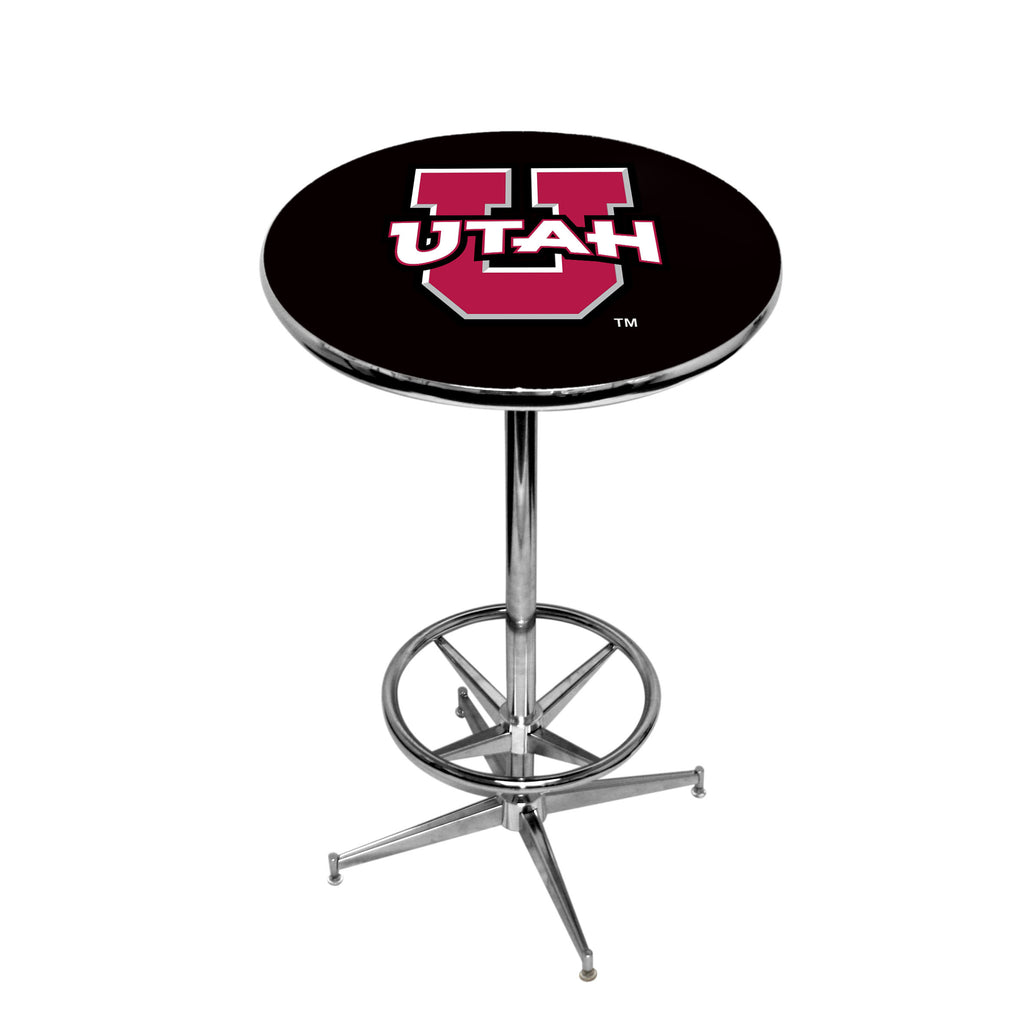 UTAH CHROME FOOT RING PUB TABLE BLACK - UTAPTR404