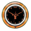 TEXAS NEON WALL CLOCK - 14'' BLACK FACE /ORANGE NEON - UTXNWC400-14