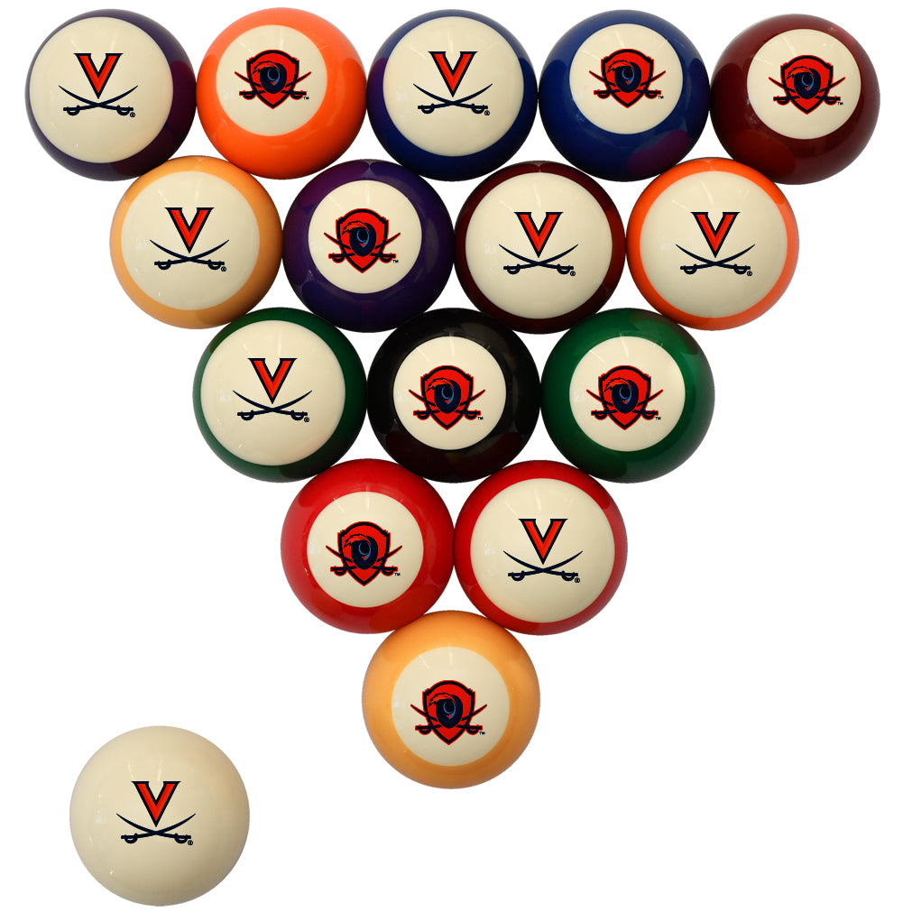 VIRGINIA STANDARD COLOR NUMBERED BILLIARD BALL SET STANDARD COLOR BILLIARD BALL SET - UVABBSSTD