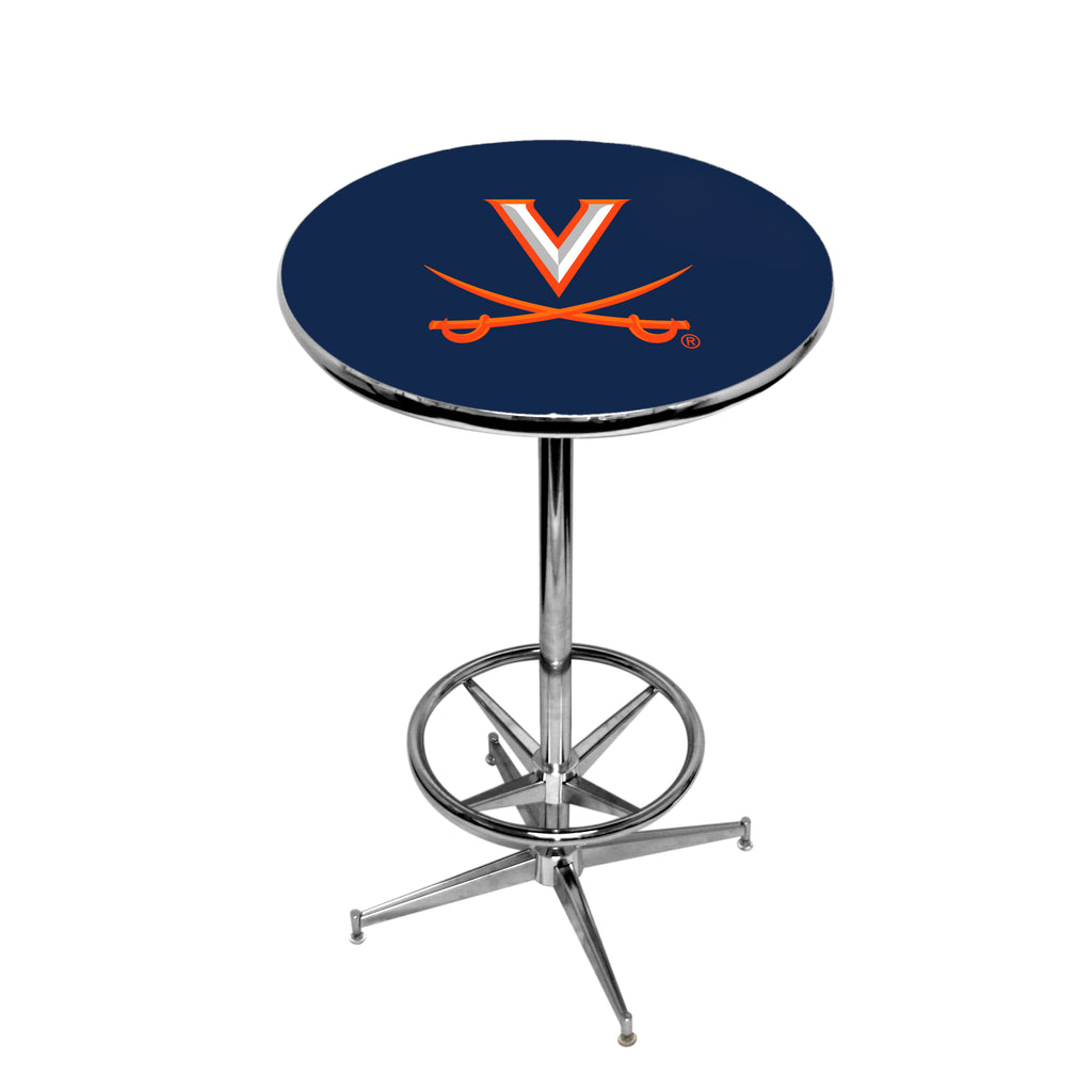 VIRGINIA CHROME FOOT RING PUB TABLE BLUE - UVAPTR321N