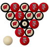WISCONSIN SCHOOL COLOR NUMBERED BILLIARD BALL SET RED SOLID/RED STRIPE - UWIBBS100N
