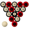 WISCONSIN SCHOOL COLOR NUMBERED BILLIARD BALL SET RED SOLID/RED STRIPE - UWIBBS100N