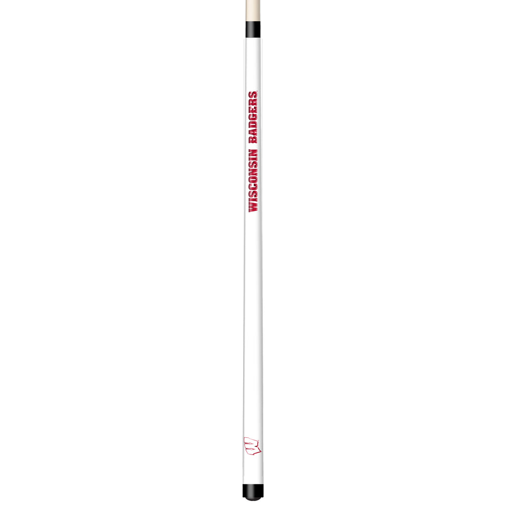 WISCONSIN ENGRAVED BILLIARD CUE WHITE / RED - UWIBCE101-JR