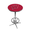 WISCONSIN CHROME FOOT RING PUB TABLE RED - UWIPTR111