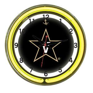 VANDERBILT NEON WALL CLOCK - 18'' BLACK FACE /YELLOW NEON - VANNWC100-18
