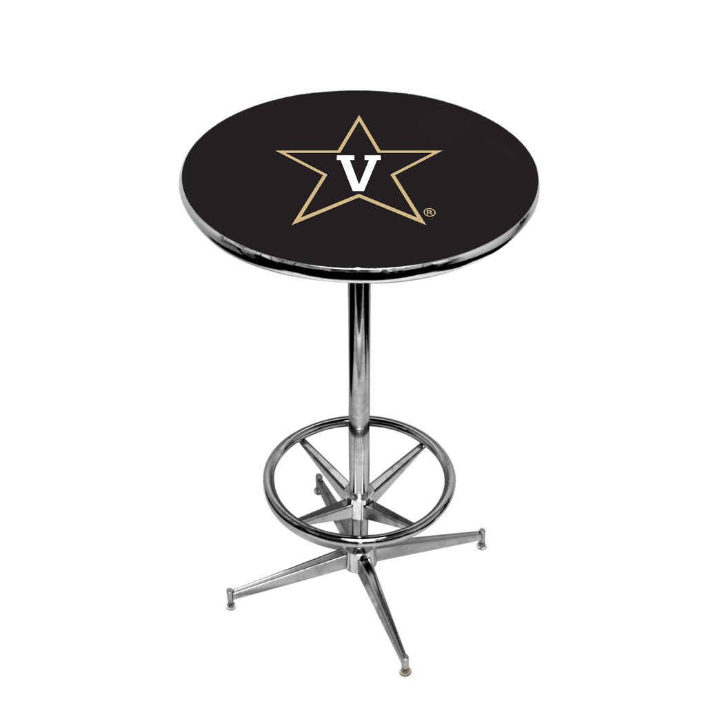 VANDERBILT CHROME FOOT RING PUB TABLE BLACK - VANPTR104