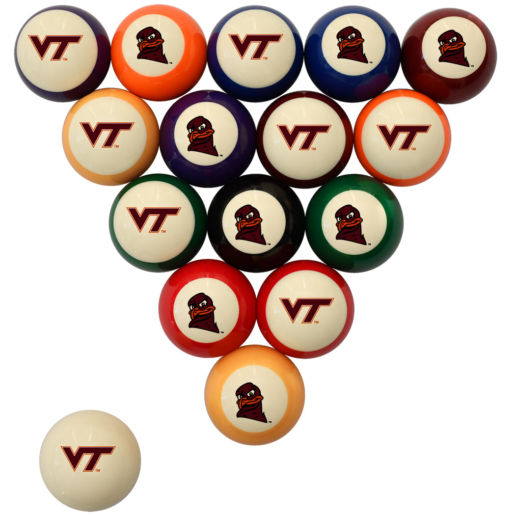 VIRGINIA TECH STANDARD COLOR NUMBERED BILLIARD BALL SET STANDARD COLOR BILLIARD BALL SET - VATBBSSTD