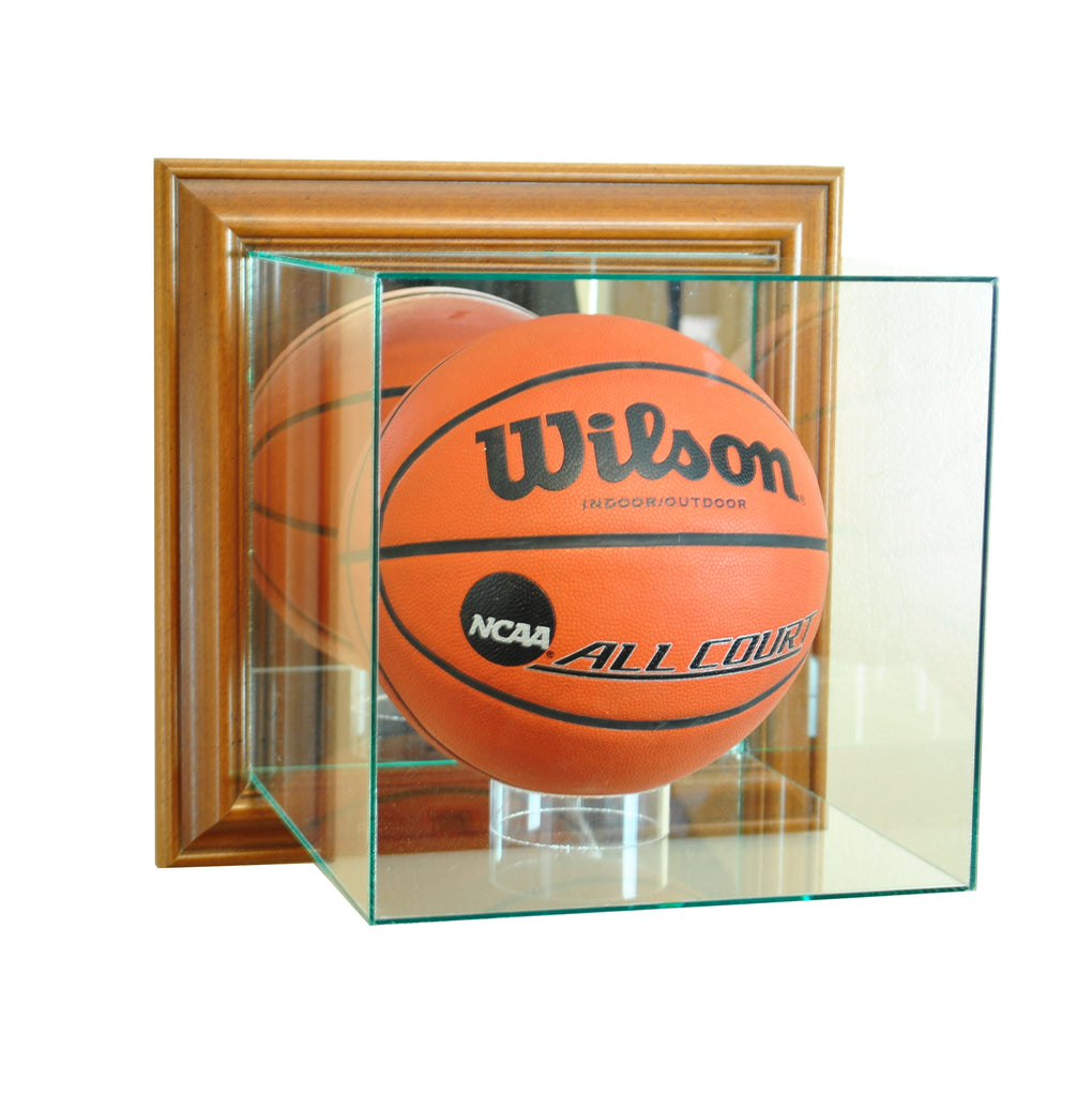 Wall Mounted Basketball Display Case with Walnut Moulding