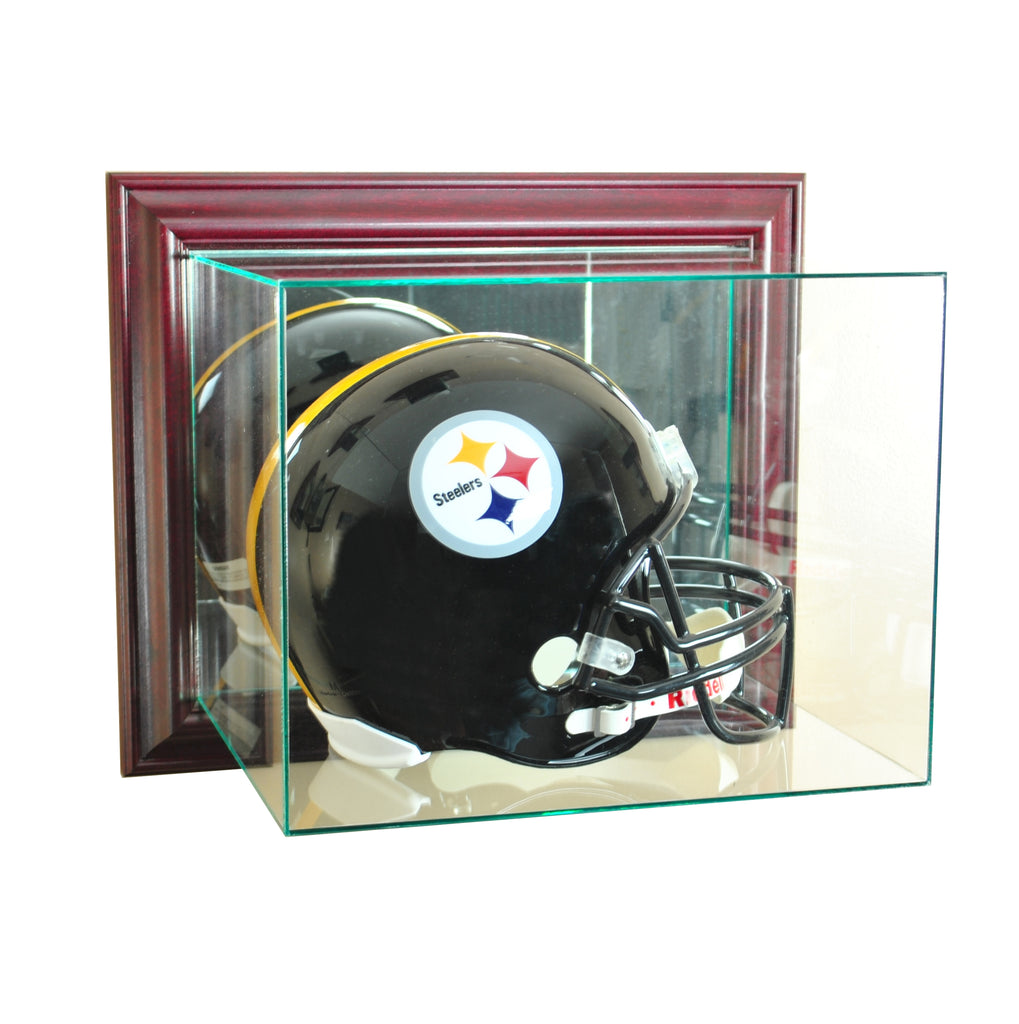 Wall Mounted Football Helmet Display Case with Cherry Moulding