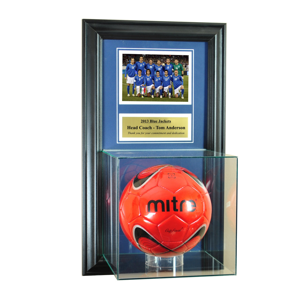 Wall Mounted Soccer Case with 5x7 and Engraving Plate for Individual Award