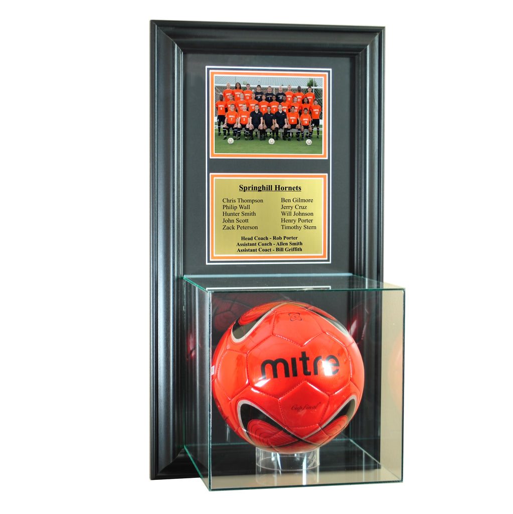Wall Mounted Soccer Case with 5x7 and Engraving Plate for Team Award