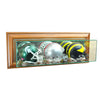 Wall Mounted Triple Mini Football Display Case with Walnut Moulding