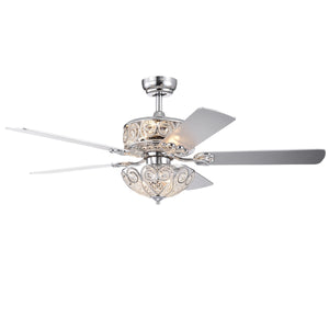 Warehouse of Tiffany CFL-8370REMO-CH 52 in. Catalina 5-Blade Crystal Ceiling Fan  Chrome